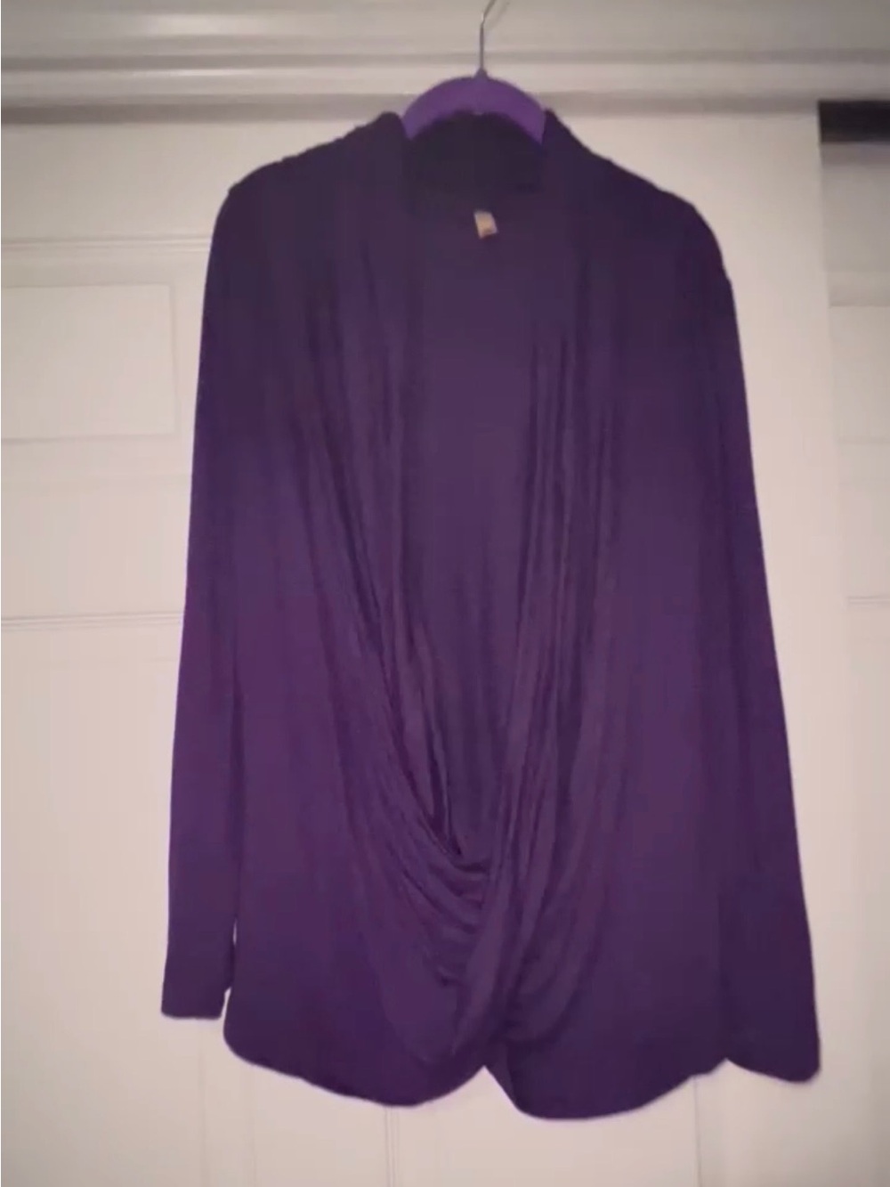 Women’s purple draped / ruched front blouse size XL